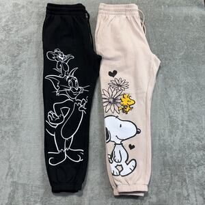 Tom & Jerry Snoopy Peanuts Sweatpants Joggers Juniors XL 15/17 Drawstring Pocket